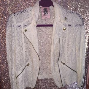 Vintage! Juicy Couture off white Cream Lace Eyelet Jacket